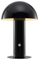 Boletus 10.75" Rechargeable/Cordless Iron Integrated Mushroom Table Lamp, Black