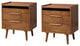 Mid-Century Modern 3-Drawer Nightstand Set With Charging Station, Acorn