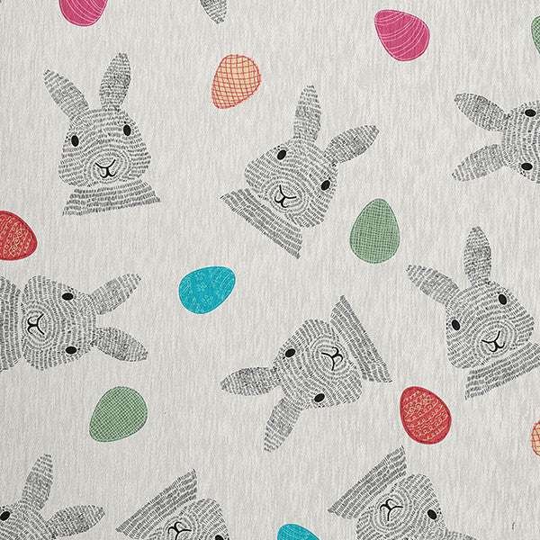 Bunnies and Eggs Easter Chenille Rug, Whisper White, 5'x7'