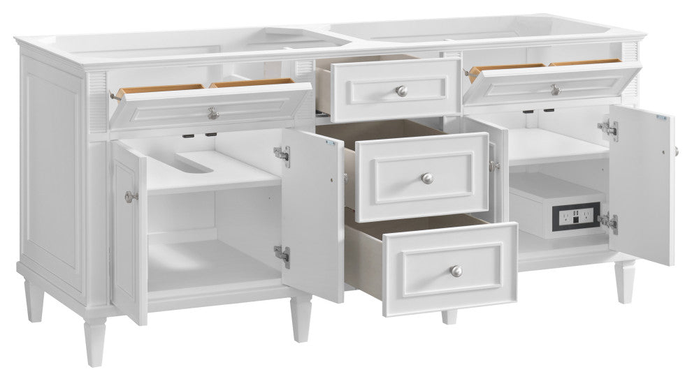 Lorelai 72" Double Vanity, Bright White, 3 CM White Zeus Top