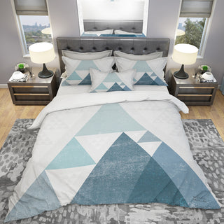 Minimal Triangles Iii Blue Geometric Duvet Cover Set, King