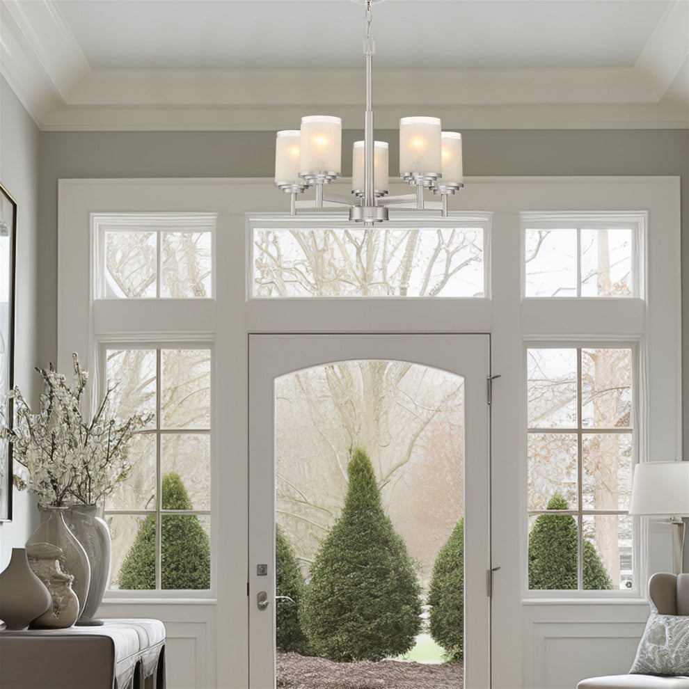 Kira Home Windsor 19" / Chandelier, Frosted White Linen Glass Shades