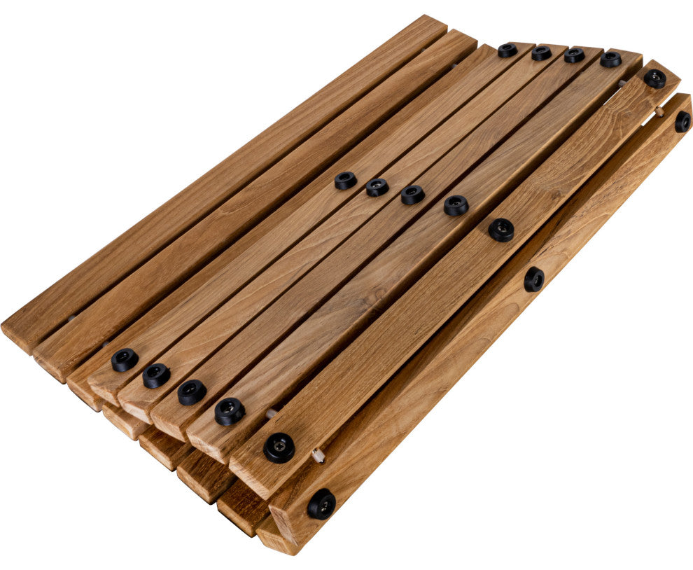 Nordic Style Natural Teak Shower and Bath String Mat 19.6"³x19.6"³
