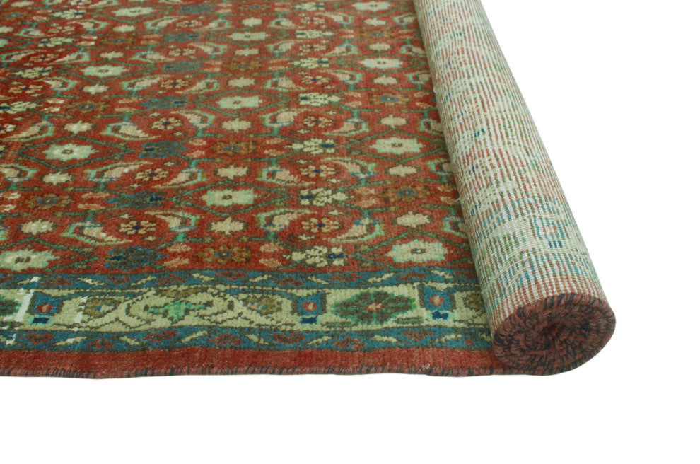Vintage Distressed Anne Rust/Ivory Runner, 3'3x9'7