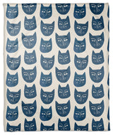 Blue Cat Face Pattern 50"x60" Coral Fleece Blanket