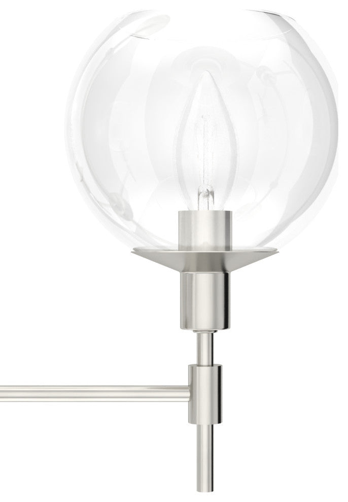 Xidane Brushed Nickel, Clear Glass 3 Light Chandelier Light