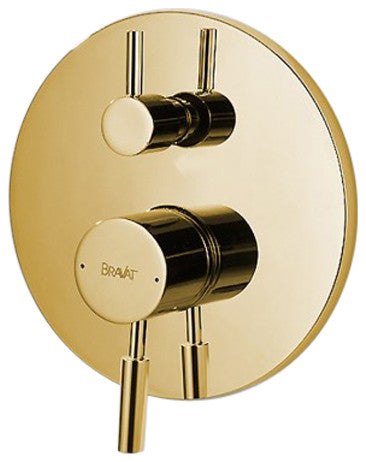 Bravat Gold Shower Valve Mixer 2-Way Concealed Wall Mounted