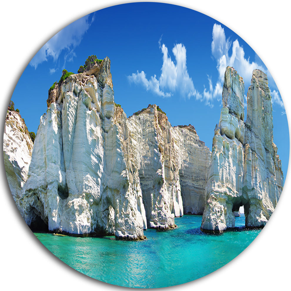 Greek Holidays, Cityscape Photo Round Wall Art, 11"