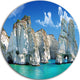 Greek Holidays, Cityscape Photo Round Wall Art, 11"