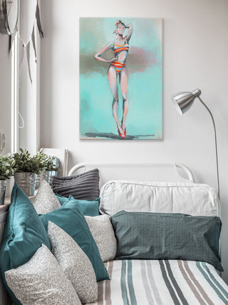 "Beach Pose" Painting Print on Wrapped Canvas, 12"x18"