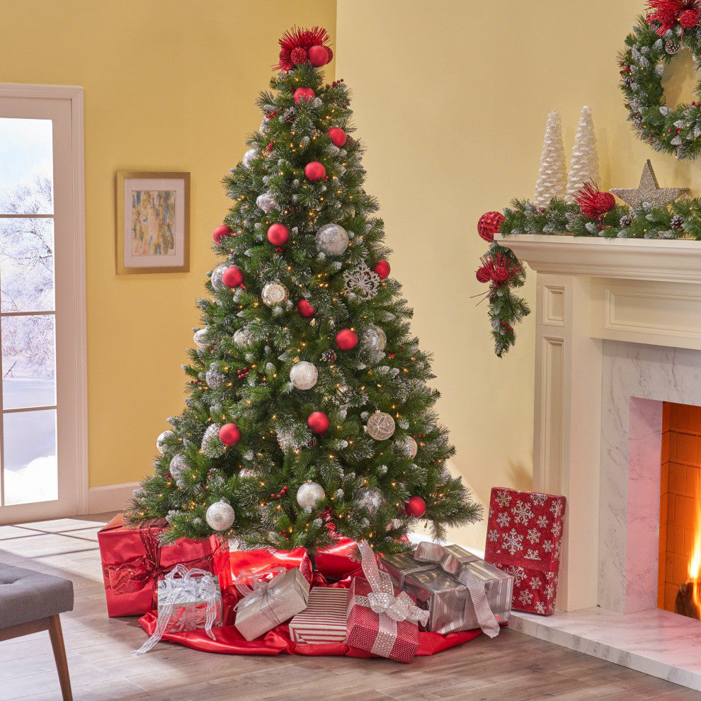9' Mixed Spruce Artificial Christmas Tree, Pre-Lit Clear