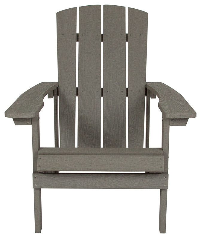 Charlestown All-Weather Poly Resin Wood Adirondack Chair in Gray