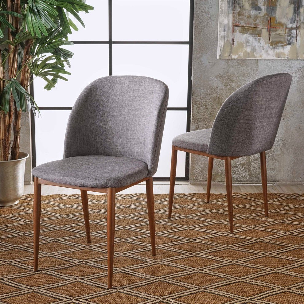 GDF Studio Anastasia Light Gray Fabric Dining Chairs, Set of 2