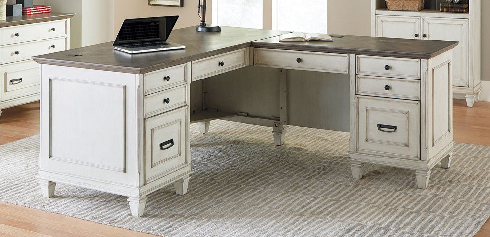 Martin Furniture Hartford L-Shaped Desk, White