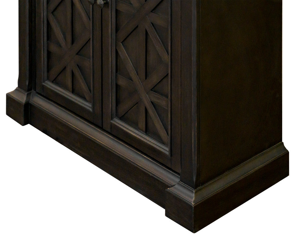 Traditional Wood Bookcase With Doors Office Assembled Dark Brown