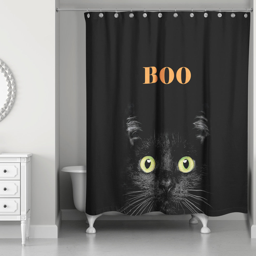 Boo Halloween Cat Shower Curtain