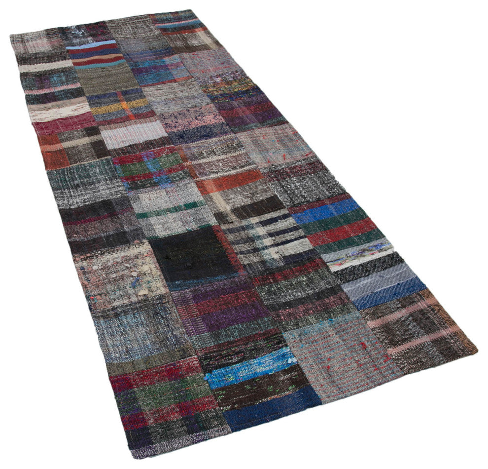 Rug N Carpet - Handmade Oriental 3' 3'' x 8' 2'' Tribal Patchwork Kilim Rug