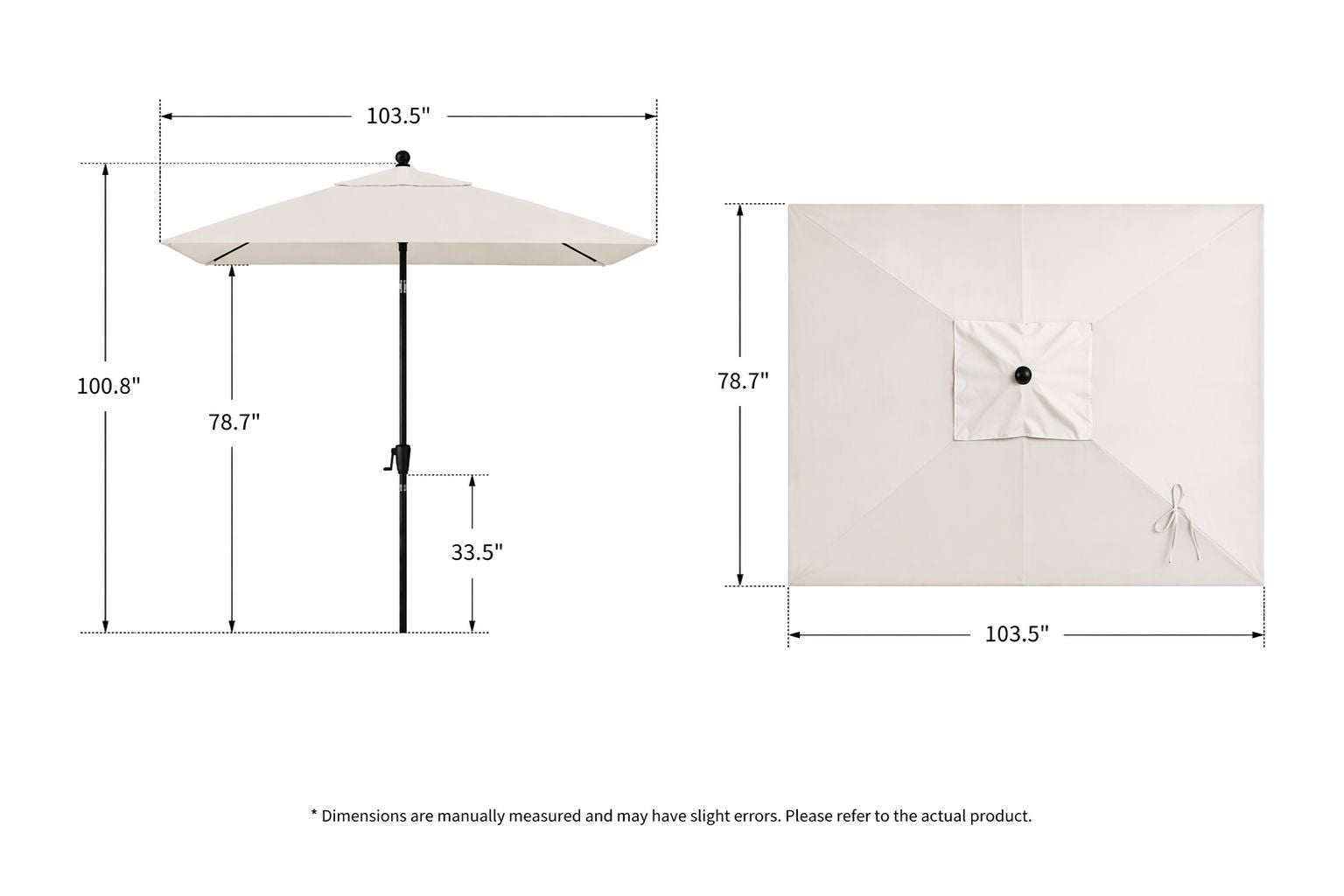Pismo Dawn 9'x7' Rectangular Premium Push Tilt Market Umbrella, Black Frame, Tus