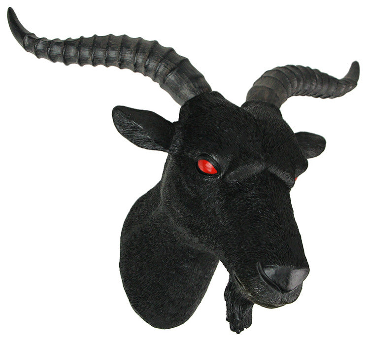 16 Inch Resin Black Baphomet Bust Wall Sculpture Hanging Home Decor Goat Head