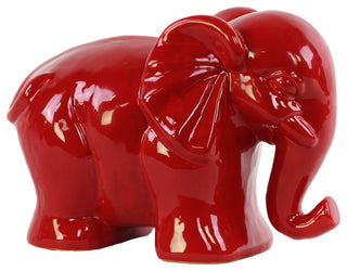 Ceramic Standing Elephant Figurine, Red