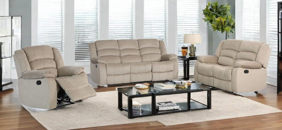 120" Contemporary Beige Fabric Sofa Set