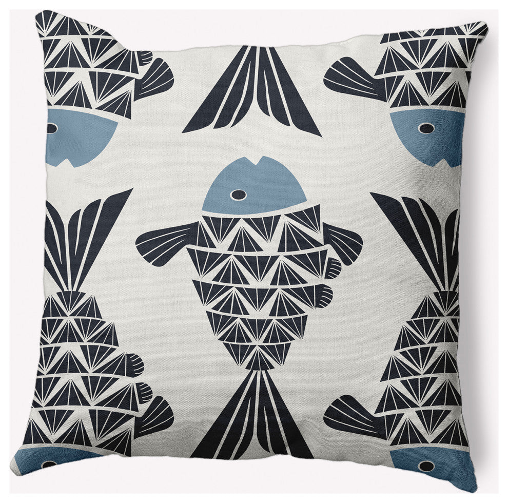 26x26" Big Fish Nautical Decorative Indoor Pillow, Dusty Smoke
