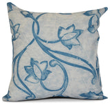 16x16", Floral Outdoor Pillow, Blue
