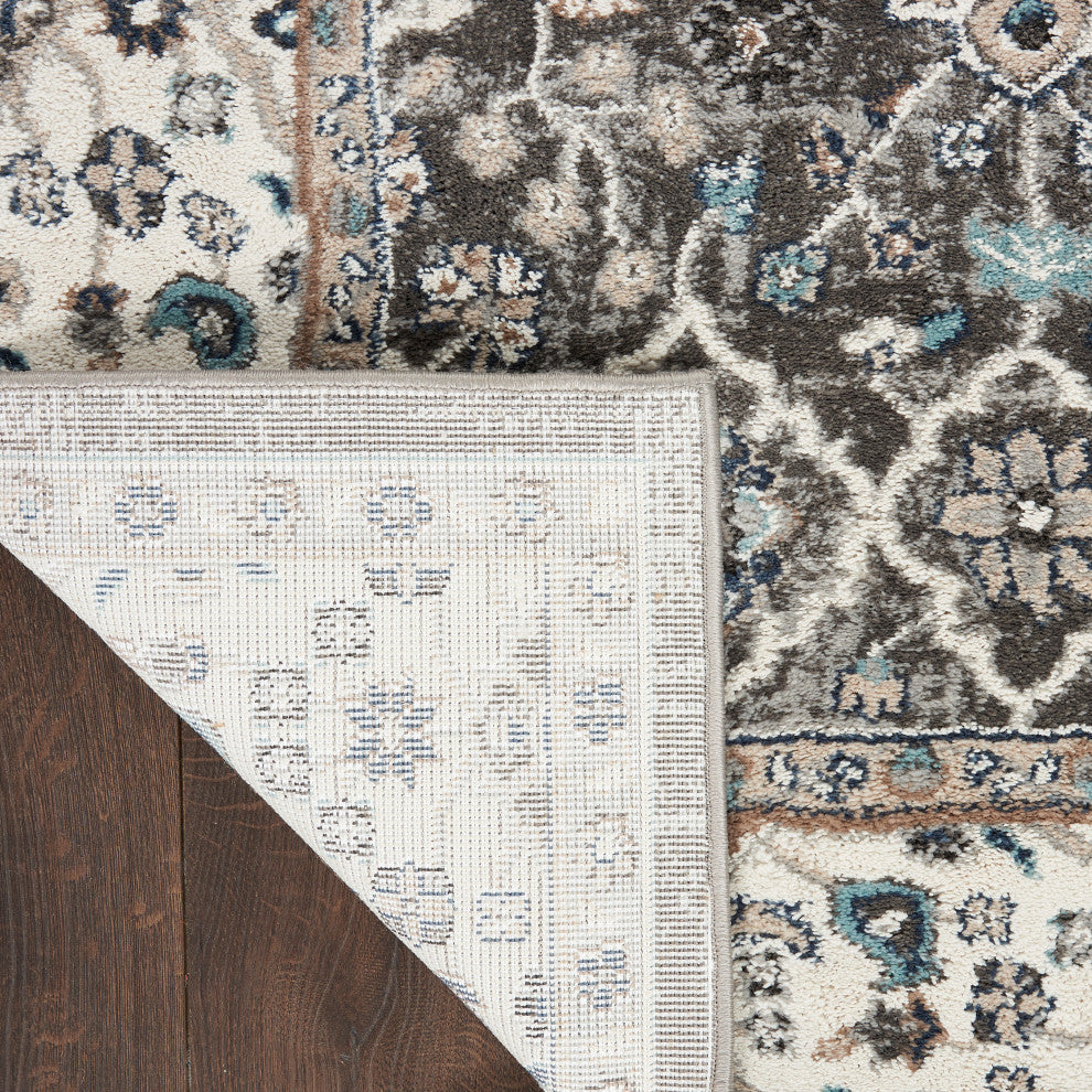 Nourison American Manor 5'3" x 7'3" Blue/Ivory Bordered Indoor Rug, Grey/Ivory, 8'x10', Bordered