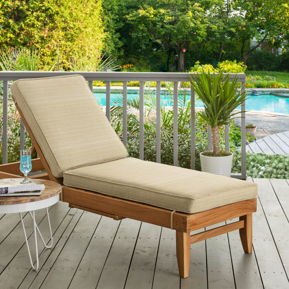 Mozaic Home Dupione Sand Outdoor/Indoor Chaise Lounge Cushion 79x25x3"