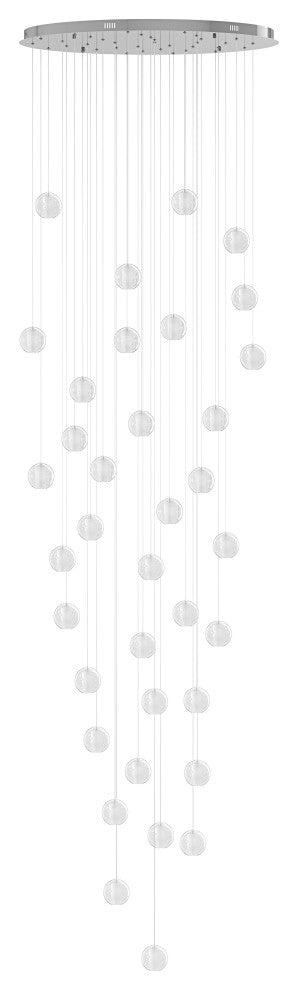 Modern Crystal Ball Long Raindrop Chandelier for Entrance Foyer Staircase, 36-Light