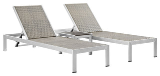 Shore 3 Piece Outdoor Patio Aluminum Set EEI-2476-SLV-GRY-SET