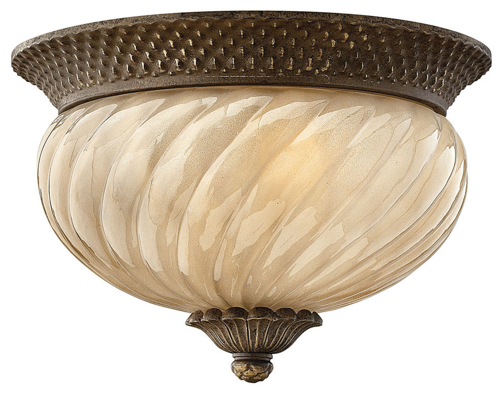 Plantation 2-Light Outdoor Flush Mount, Pearl Bronze