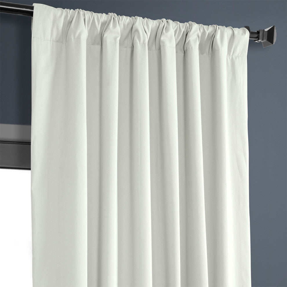 Solid Cotton Blackout Curtain Single Panel, Warm Off-White, 50"x120"