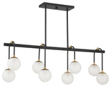 Couplet 8-Light Linear Chandelier, Matte Black With Warm Brass Accents