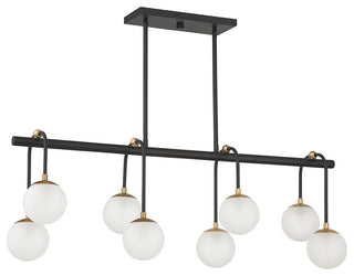 Couplet 8-Light Linear Chandelier, Matte Black With Warm Brass Accents