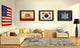Kuwait Country Textured Flag Print With Brown Gold Frame, 23"X33"