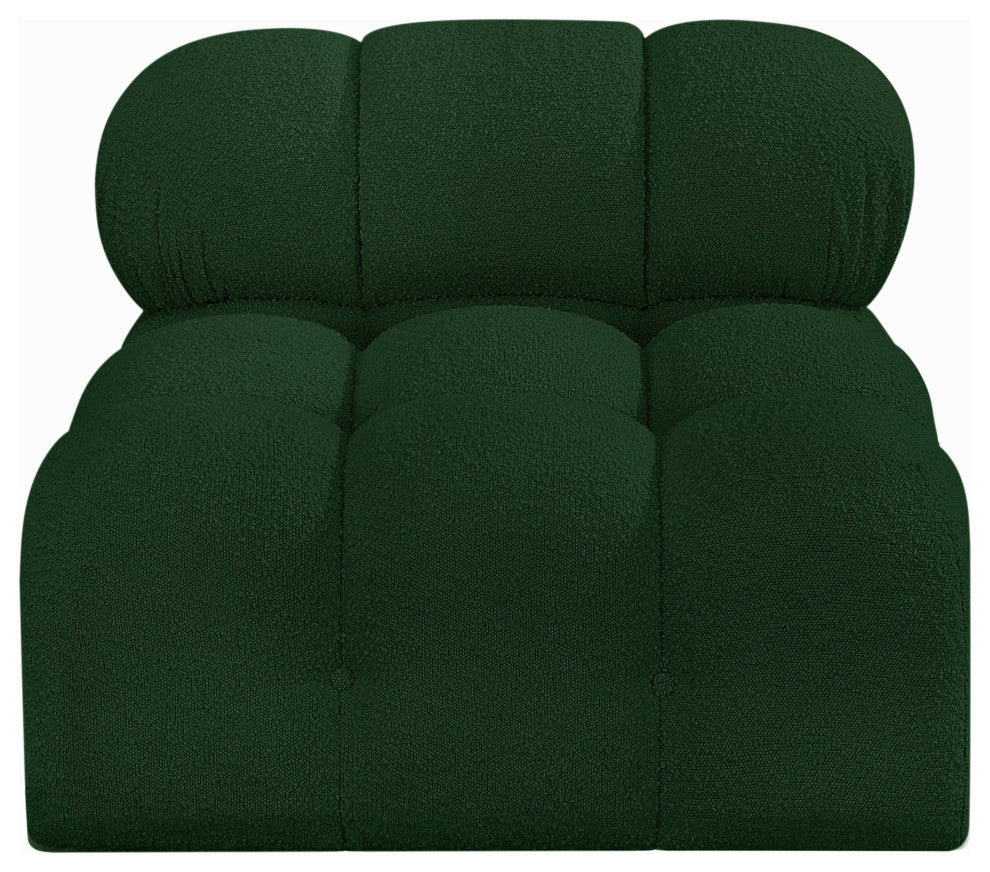 Ames Boucle Fabric Modular Chair, Green, Armless Chair