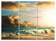 "Green Sea Beach Under Cloudy Sky" Beach Metal Wall Art, 3 Panels, 36"x28"