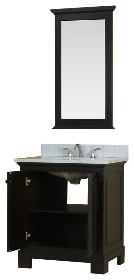 Richmond 30" Single Vanity in Espresso, Carrera Marble Top and Mirror