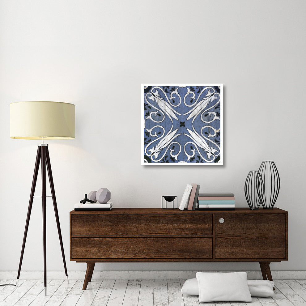 "Oxford II Indigo and Cream" Digital Paper Print by Silvia Vassileva, 32"x32"
