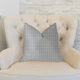 Object Lens Blue and Beige Luxury Throw Pillow, 18"x18"
