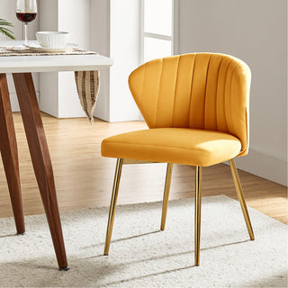 Luna Contemporary Side Chair With Tufted Back, Mustard