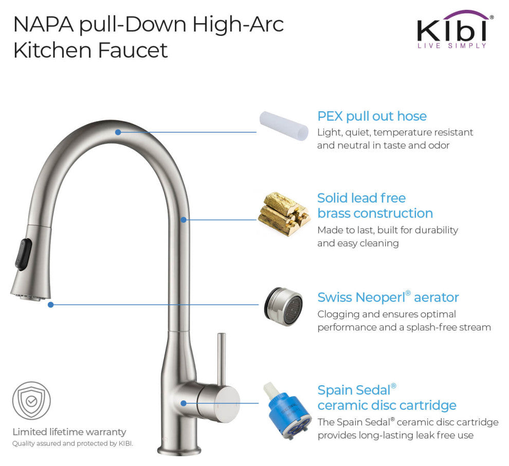 Napa Single Handle Pull Down Faucet, Brushed Nickel, W/ Soap Dispenser