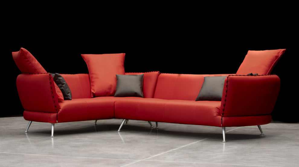Vitali Microfiber Leather Sectional, Left Corner