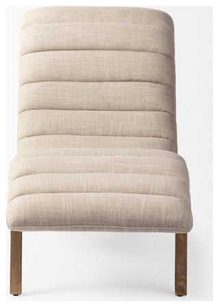 Pierre Genuine Leather Armless Chaise Lounge Chair, Cream