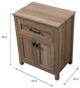24" Wide Bathroom Storage Freestanding Cabinet, Natural Oak