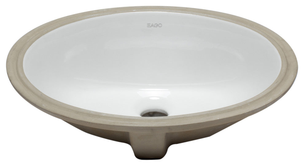 EAGO BC224 White Ceramic 18"x15" Undermount Oval Bathroom Sink