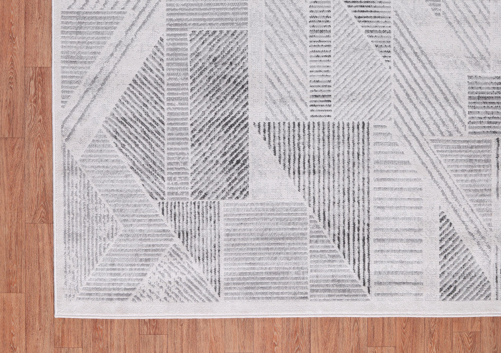 Low-Pile Auden Gray/Ivory Rug, Gray, 8'8"x12'