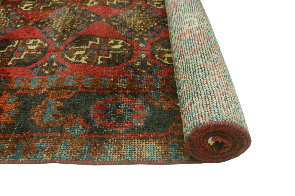 Vintage Distressed Reina Red/Charcoal Runner, 3'1x11'3