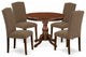5Pc Kitchen Set, Mahogany Dining Table, 4 Dark Coffee Chairs Back